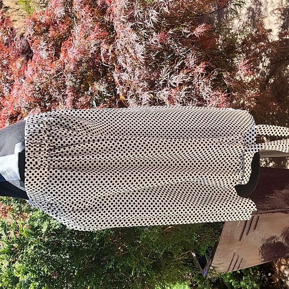 Express Black and White Polka Dot Blouse Off The Shoulder Tie Sleeves Small - Picture 2 of 5